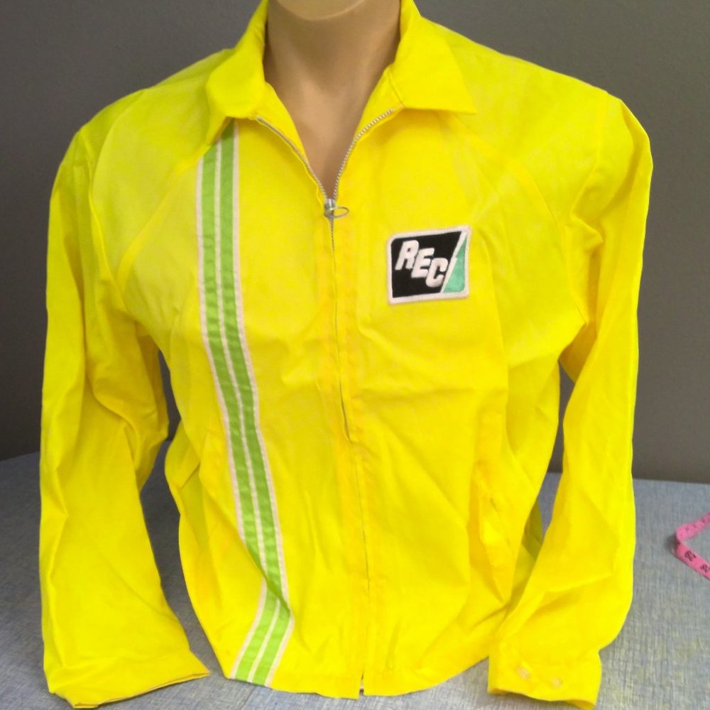 Vintage 70s Bonner REC Racing Jacket Stripe Zip Up Nylon NEW OLD STOCK Size XL